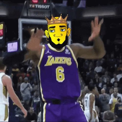A Basketball Player In A Purple Lakers Jersey GIF
