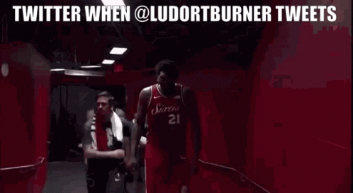A Basketball Player In A Red Jersey Says Twitter When @Ludortburner Tweets . GIF