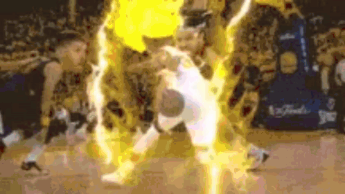A Basketball Player Is Being Struck By A Lightning Bolt While Playing Basketball . GIF