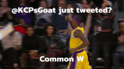 A Basketball Player Is Running In Front Of A Crowd With The Caption " @Kcpsgoat Just Tweeted " GIF