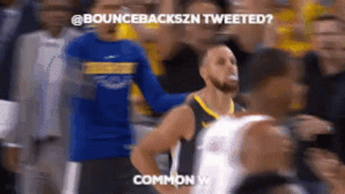 A Basketball Player Is Standing In Front Of A Crowd With The Words " Bouncebackszn Tweeted " Written Above Him GIF