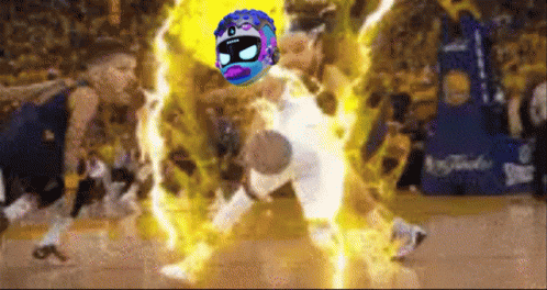 A Basketball Player Is Surrounded By A Bunch Of Glowing Lights GIF