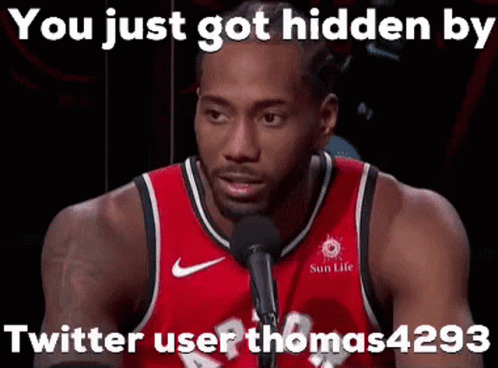 a basketball player is talking into a microphone and says `` you just got hidden by twitter user thomas4293 ''
