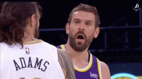 A Basketball Player Named Adams Is Talking To Another Basketball Player GIF