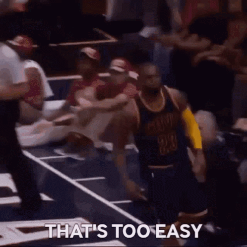 A Basketball Player Says That 'S Too Easy While Standing On The Court . GIF