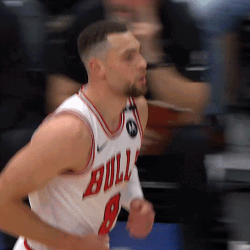 A Basketball Player Wearing A Bulls Jersey Number 8 GIF