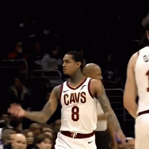 A Basketball Player Wearing A Cavs Jersey With The Number 8 GIF