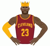 A Basketball Player Wearing A Crown And A Cleveland 23 Jersey GIF
