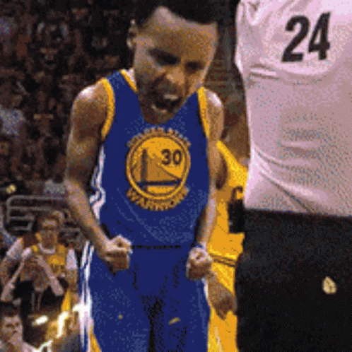 A Basketball Player Wearing A Golden State Warriors Jersey With The Number 30 On It GIF