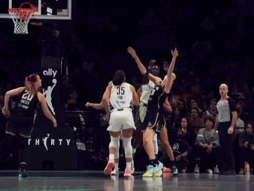 A Basketball Player Wearing A Jersey That Says 35 GIF