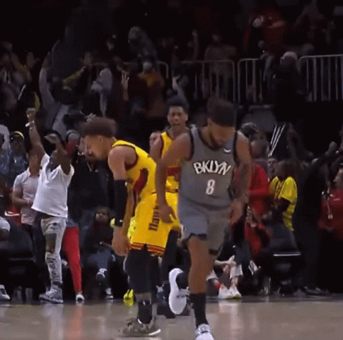 A Basketball Player Wearing A Jersey That Says Bklyn 8 GIF