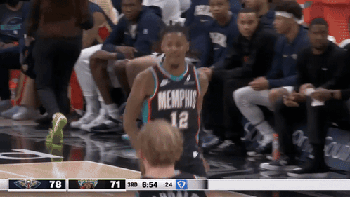 A Basketball Player Wearing A Jersey That Says Memphis GIF