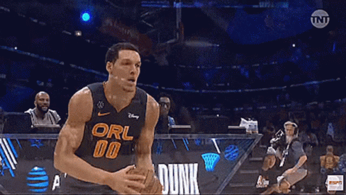 A Basketball Player Wearing A Jersey That Says Orl On It GIF