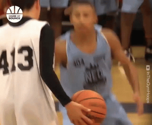 A Basketball Player Wearing A Jersey With The Number 43 On It GIF