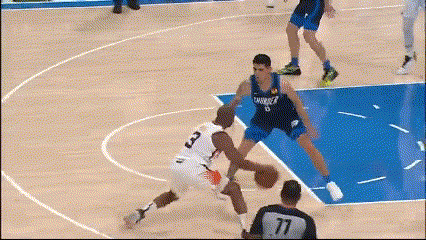A Basketball Player Wearing A Jersey With The Number 77 On It GIF