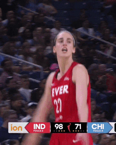 A Basketball Player Wearing A Red Jersey That Says Ever GIF