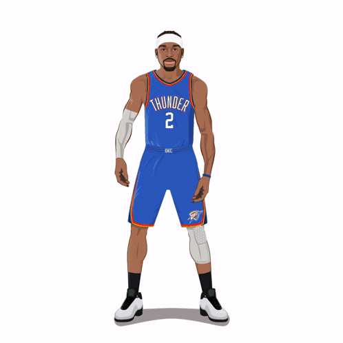 A Basketball Player Wearing A Thunder Jersey And Shorts GIF