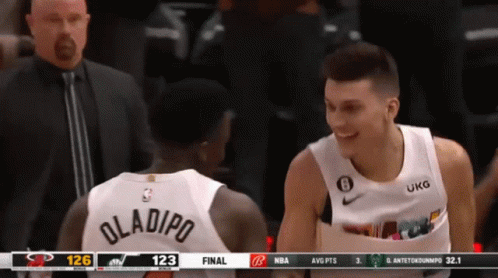 A Basketball Player Wearing A White Jersey With The Name Oladipo On It GIF