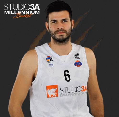A Basketball Player Wearing A White Jersey With The Number 6 On It GIF