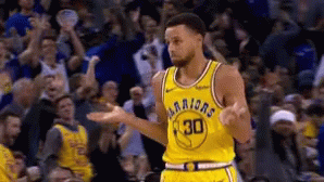 A Basketball Player Wearing A Yellow Jersey That Says Warriors On It GIF