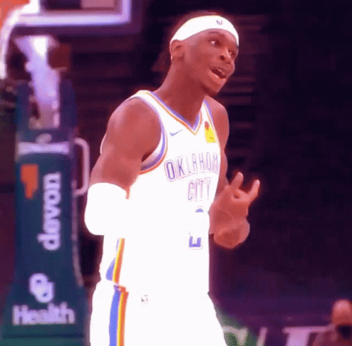 A Basketball Player Wearing An Oklahoma City Jersey Giving A Thumbs Up GIF