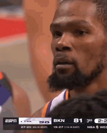 A Basketball Player With A Beard Is Looking At The Camera While Playing Basketball . GIF
