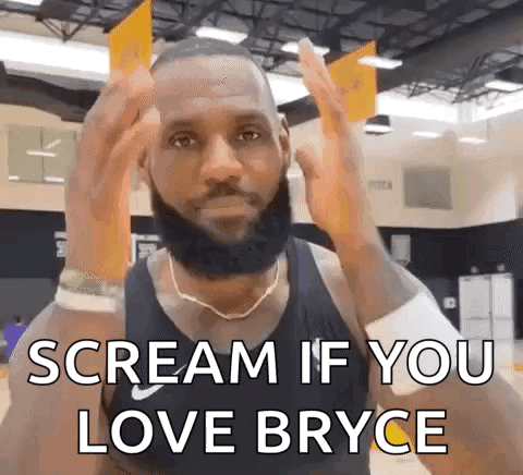 Basketball Player Screaming Love Bryce In Gym GIF