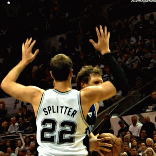 A Basketball Player With The Name Splitter On His Jersey GIF