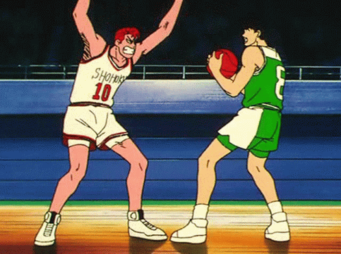 A Basketball Player With The Number 10 On His Jersey Is Standing Next To Another Player GIF