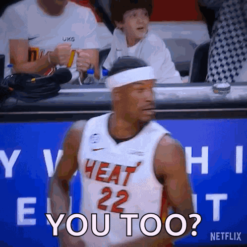 A Basketball Player With The Number 22 On His Jersey Says " You Too " . GIF