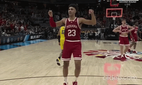 A Basketball Player With The Number 23 On His Jersey Stands On The Court GIF