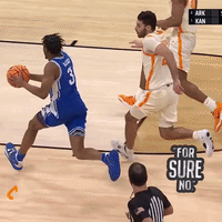 A Basketball Player With The Number 3 On His Jersey Is Running With The Ball GIF
