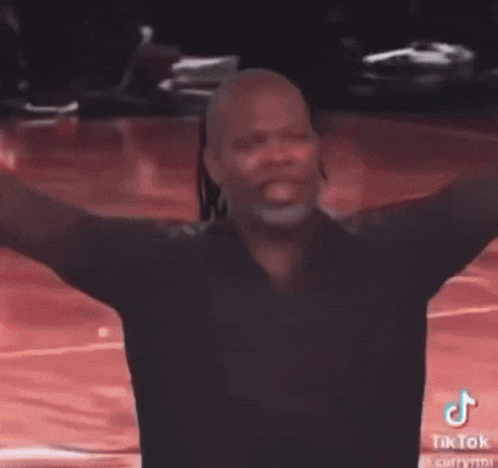 A Basketball Player With The Number 3 On His Jersey Stands Next To A Referee GIF