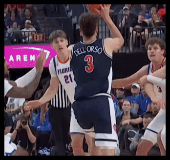 A Basketball Player With The Number 3 On His Jersey Throws The Ball GIF
