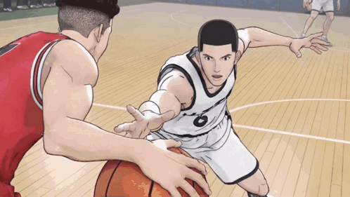 A Basketball Player With The Number 6 On His Jersey Dribbles The Ball GIF