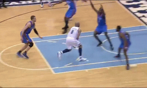 A Basketball Player With The Number 6 On His Shorts GIF