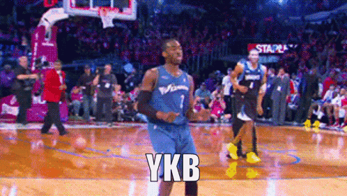 A Basketball Player With The Word Ykb Written On His Jersey GIF