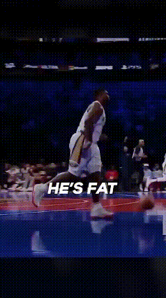 A Basketball Player With The Words He 'S Fat On The Bottom GIF