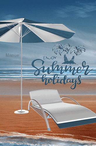 A Beach Scene With The Words Enjoy Summer Holidays Written On It GIF