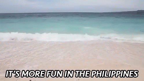 A Beach With The Words " It 'S More Fun In The Philippines " On It GIF