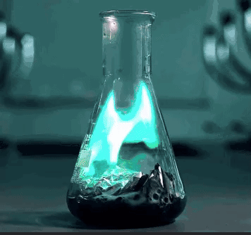 A Beaker With A Blue Liquid In It Has The Number 25 On It GIF