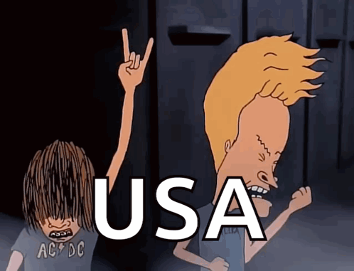 A Beavis And Butthead Cartoon With The Word Usa GIF