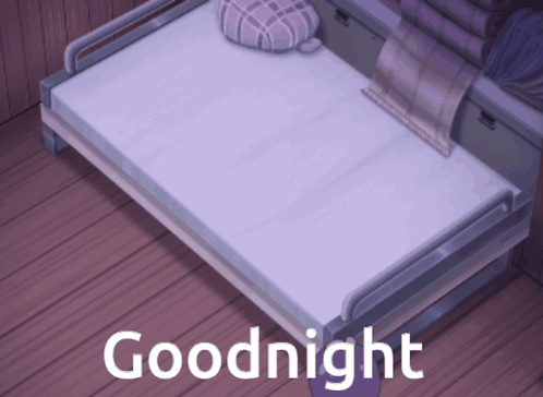 A Bed With A Pillow On It And The Words Goodnight Written Above It GIF