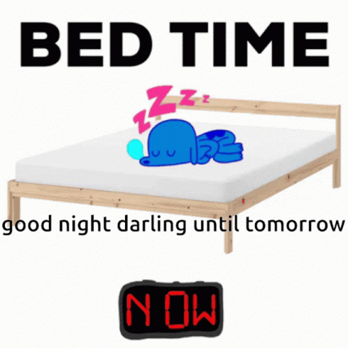 A Bed With A Sleeping Whale On It And The Words Bed Time Good Night Darling Until Tomorrow Below It GIF