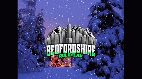 A Bedfordshire Roleplay Logo With A Snowy Background GIF