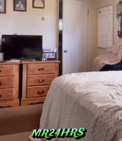 A Bedroom With The Words Mr24hrs Written On The Wall GIF