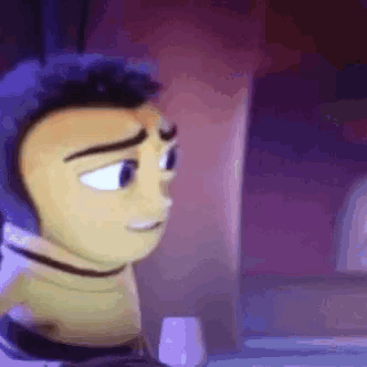 A Bee From The Movie Bee Movie Is Looking At A Computer Screen . GIF