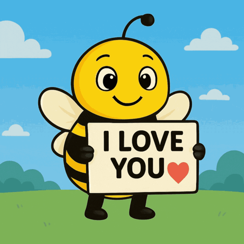 A Bee Holding Up A Sign That Says I Love You GIF