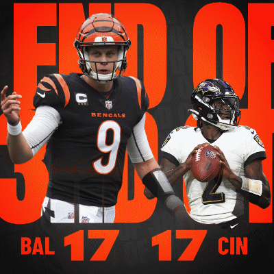A Bengals Football Player Holding A Ball Next To A Ravens Player Holding A Ball GIF