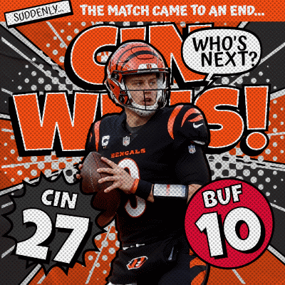 A Bengals Football Player Is Holding A Football In A Comic Book Style Advertisement GIF
